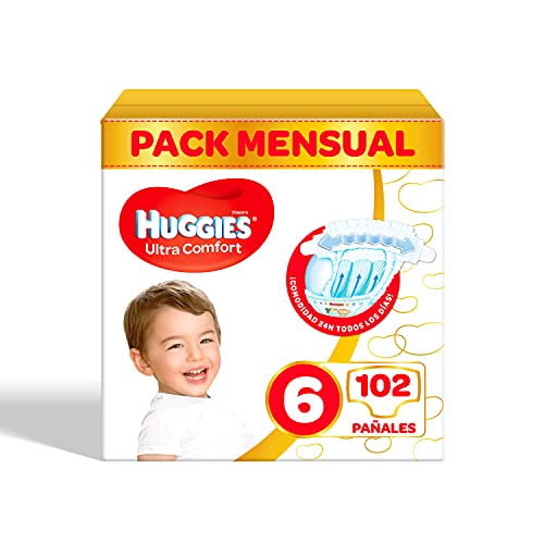 Pañales para bebé Huggies Ultra Comfort, talla 6 (15-30 kg), 102 unidades