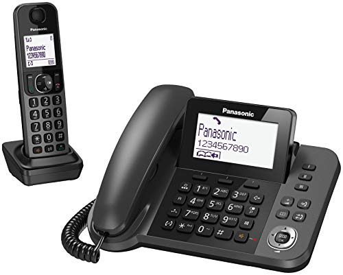 Panasonic KX-TGF310 - Teléfono Fijo Inalámbrico con Supletorio Portátil (2 en 1, LCD, Teclas Grandes, Agenda de 100 Números, Bloqueo de Llamadas, Modo ECO, Reducción Ruido, Manos Libres) Color Negro