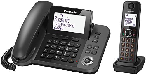 Panasonic KX-TGF310 - Teléfono Fijo Inalámbrico con Supletorio Portátil (2 en 1, LCD, Teclas Grandes, Agenda de 100 Números, Bloqueo de Llamadas, Modo ECO, Reducción Ruido, Manos Libres) Color Negro