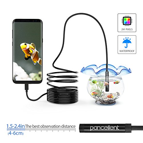 pancellent Android endoscopio 2.0 megapíxeles CMOS HD 2 en 1. Impermeable cámara de inspección de boroscopio con Cable rígido en Forma (5 Metros) para Dispositivo de Tableta de teléfono Inteligente