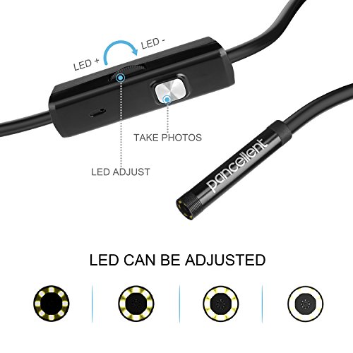 pancellent Android endoscopio 2.0 megapíxeles CMOS HD 2 en 1. Impermeable cámara de inspección de boroscopio con Cable rígido en Forma (5 Metros) para Dispositivo de Tableta de teléfono Inteligente