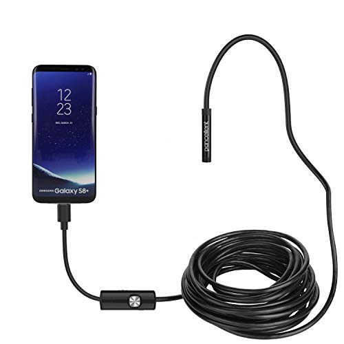 pancellent Android endoscopio 2.0 megapíxeles CMOS HD 2 en 1. Impermeable cámara de inspección de boroscopio con Cable rígido en Forma (5 Metros) para Dispositivo de Tableta de teléfono Inteligente