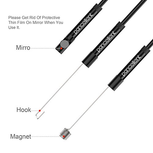 pancellent Android endoscopio 2.0 megapíxeles CMOS HD 2 en 1. Impermeable cámara de inspección de boroscopio con Cable rígido en Forma (5 Metros) para Dispositivo de Tableta de teléfono Inteligente