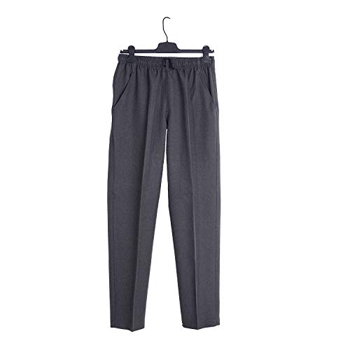 Pantalón Adaptado Hombre Color Gris/Marino - Tallas Grandes - Pantalon Vestir con Goma en la Cintura (Gris, L)