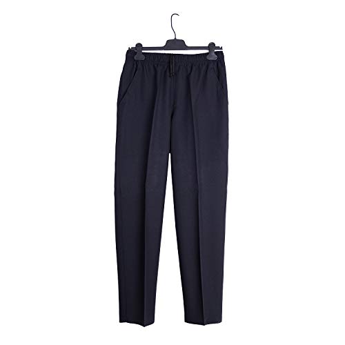 Pantalón Adaptado Hombre Color Gris/Marino - Tallas Grandes - Pantalon Vestir con Goma en la Cintura (Marino, L)