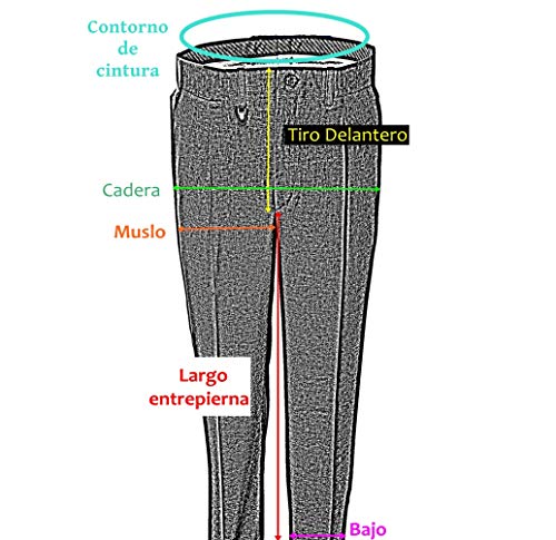 Pantalón Adaptado Hombre - Tallas Grandes - Pantalon Vestir con Goma en la Cintura (Gris, M)
