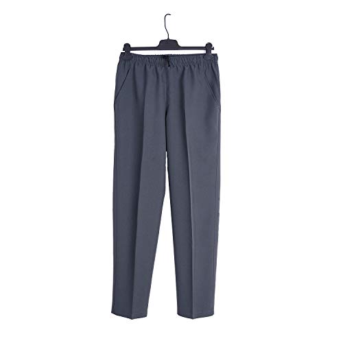 Pantalón Adaptado Hombre - Tallas Grandes - Pantalon Vestir con Goma en la Cintura (Gris, M)