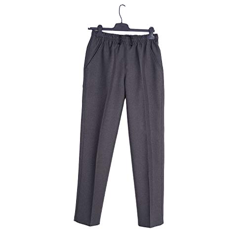 Pantalón adaptado hombre - Tallas grandes - Pantalon vestir con goma en la cintura - Invierno (gris, L)