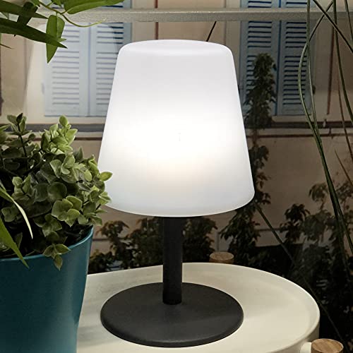 Paquete de 4 lámparas de mesa inalámbricas con base de acero gris LED blanco cálido/blanco regulable STANDY MINI Rock H25cm