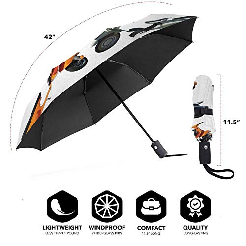 Paraguas Plegable Automático Impermeable Scooters Fun Car, Paraguas De Viaje Compacto a Prueba De Viento, Folding Umbrella, Dosel Reforzado, Mango Ergonómico