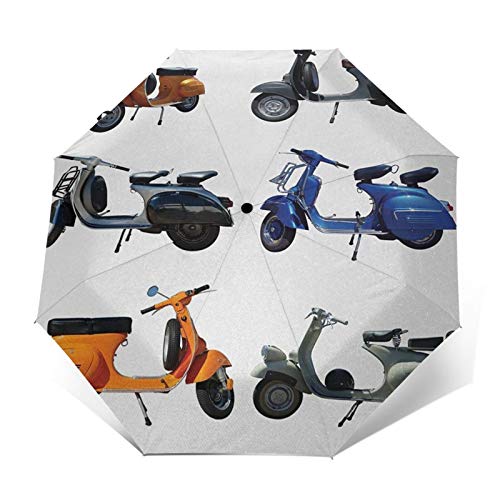 Paraguas Plegable Automático Impermeable Scooters Fun Car, Paraguas De Viaje Compacto a Prueba De Viento, Folding Umbrella, Dosel Reforzado, Mango Ergonómico