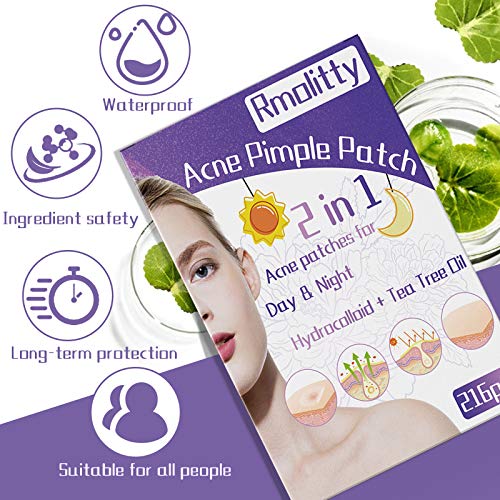 Parches De Acné, 216PCS Invisibles Hidrocoloides Absorbentes Parches,Impermeable y Transpirable Parches Absorbentes Parches De Acné Uso Diurno y Nocturno Parches De Curación Para El Acné Facial