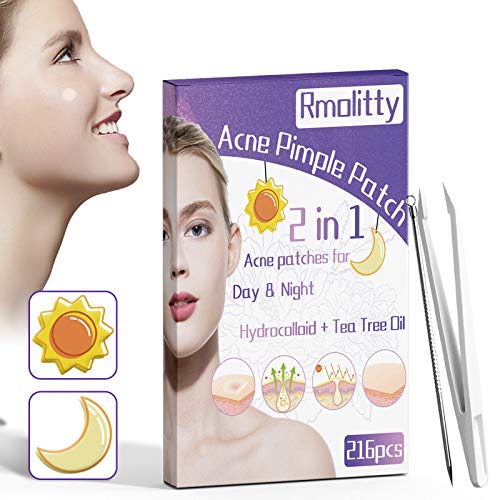 Parches De Acné, 216PCS Invisibles Hidrocoloides Absorbentes Parches,Impermeable y Transpirable Parches Absorbentes Parches De Acné Uso Diurno y Nocturno Parches De Curación Para El Acné Facial