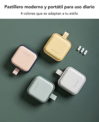 Pastillero Pequeño Portátil - Moderno con cuatro compartimientos - Organizador de medicamentos farmaceuticos - Pastillero de Bolsillo Elegante Blanco