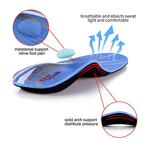 PCSsole Plantillas Ortopedicas-Plantillas para pies planos, dolor en los pies, fascitis plantar, dolor de talón, Espolones, para hombres y mujeres EU44-45(29cm)