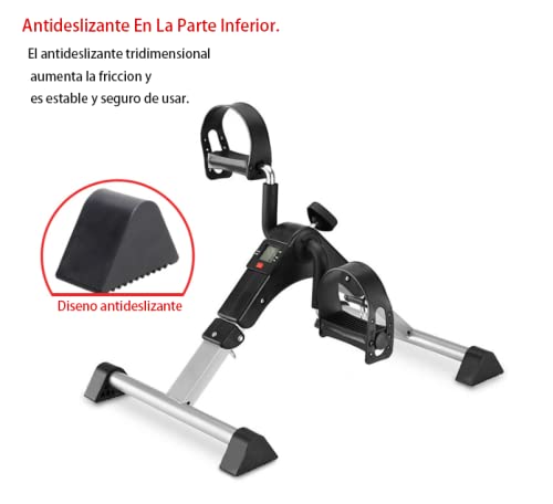 Pedales Estaticos,Mini Bicicleta Estática,Pedaleador Plegable LCD Pantalla Máquina de Brazos y Piernas Rehabilitación con Engranajes Antideslizantes (Blanco)