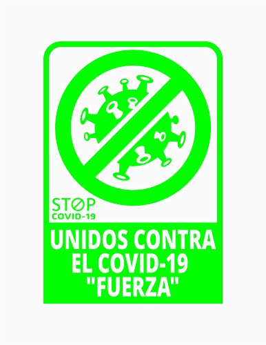 Pegatina Unidos contra el COVID-19 Fuerza, Prevención COVID-19, diseñado para empresas, como medida de protección contra el Coronavirus - Cartel de ánimo contra el COVID-19 (verde)