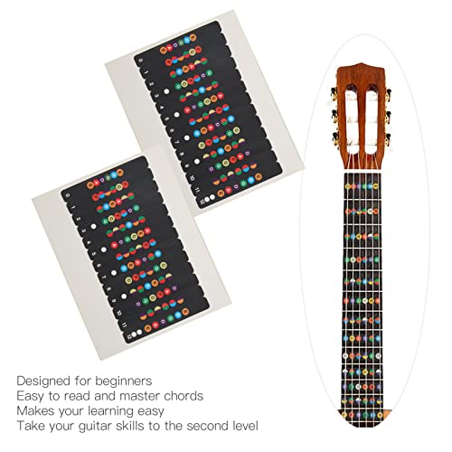 Pegatinas de Diapasón de Guitarra Calcomanía de Mapa de Nota de PVC Accesorios de Instrumentos de Música Desmontables con 10 Piezas de Púas de Guitarra