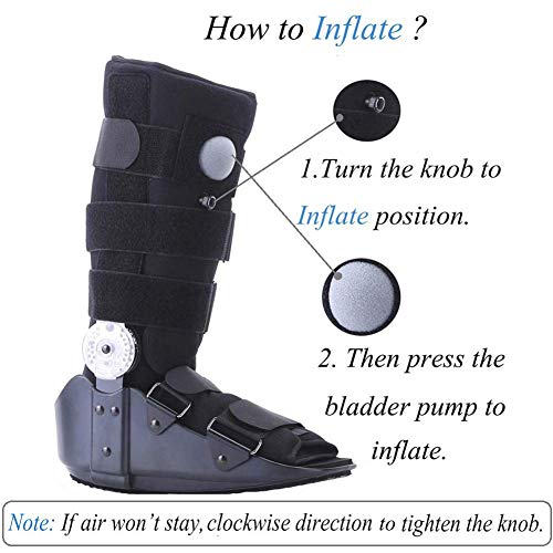 PHASFBJ Pie Tobillera Soporte, Air Shield Walker para Tobillo Ortesis Fractura de Botas Rodillera Ajustable Conjunto de Apoyo Elástico Abrigo del Tobillo Post Ligamento y Cirugía de Tendón,S