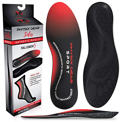 Physix Gear Sport Plantillas fascitis plantar, la mejor plantilla ortopdica para arco plantar, plantillas trabajo o plantillas para zapatillas, plantillas ortopdicas para fascitis plantar, 1 par, L