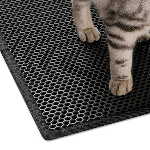 Pieviev Alfombra para Gatos,Estera Arena Gatos 76x61cm Doble Capa Impermeable Alta Elástico EVA Adecuado para Arenero Gatos Autolimpiable Arenero Gatos Cubierto