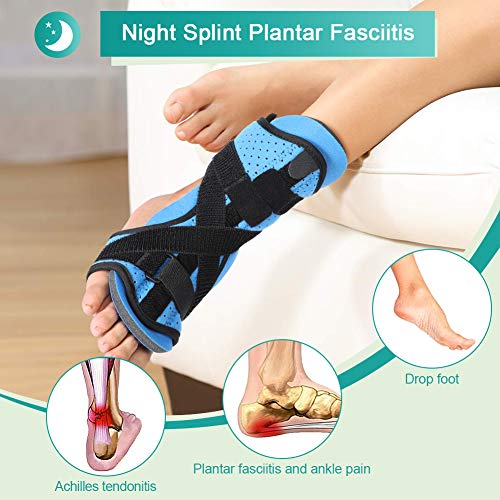 PINCOU Férula de Pie para Fascitis Plantar, FéRula de Noche con Relleno de Espuma Suave Ajustable, Soporte Para Pies con Soporte de Arco de CompresióN Para Alivio del TendóN