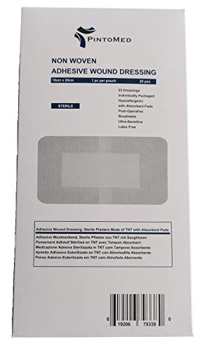 PintoMed - Apósito Adhesivo Esterilizado - 10cm x 20cm - Pack 25 unidades - Adecuado para cortes, rasguños y úlceras