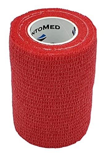 PintoMed - Venda Cohesiva - 10 x ROJO - 10 rollos x 7,5 cm x 4,5 m autoadhesivo, vendaje flexible, primeros auxilios, lesiones