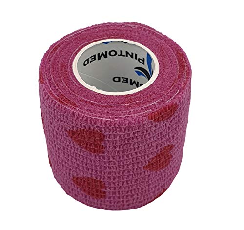 PintoMed Venda Cohesiva 3 x ROSA + 3 x LOVE - 6 rollos – 5cm x 4,5m. Cinta autoadhesiva elastica y flexible. Esparadrapo deportivo. Vet Wrap. Primeros auxilios y lesiones de los deportes.