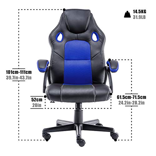 play haha. Silla de Escritorio para Videojuegos, Estilo de Carreras, Silla de Oficina giratoria, ergonómica, Silla de Trabajo con Soporte Lumbar, de Piel sintética con Silla de Trabajo Ajustable