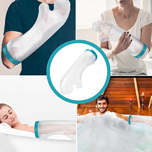 Polaland Protector de Escayola Venda Impermeable para Ducha, Funda Protectora Hermética de Yeso Vendaje, Protección en Baño para Recuperación Lesión Fractura Quemadura Tatuaje -Brazo/Adulto/Corto