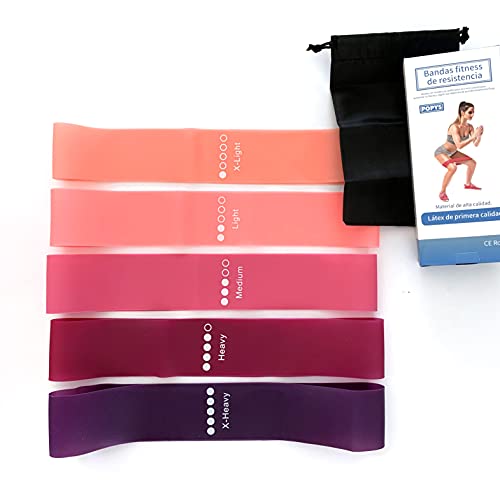 POPYS Bandas elasticas Fitness/Bandas de Resistencia y musculación - Gomas elasticas Rosados Set de 2