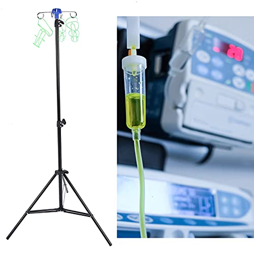 Portasueros Portatiles, Portasueros Para Sueros Intravenosos, Soporte Para Bolsa De Goteo Soporte De Poste Plegable Intravenoso Kit De Inicio Intravenoso Suministros IV Con 4 Ganchos En Un Poste Para