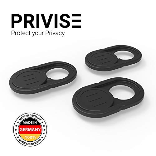 Privise – Cubierta para Webcam, Cámara de Celular, Smartphone, Teléfono Inteligente, Laptop, Computadora de Escritorio, Protector de Privacidad de plástico Ligero, 3 Piezas – Negra