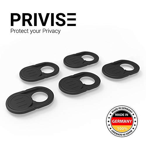 Privise – Cubierta para Webcam, Cámara de Celular, Smartphone, Teléfono Inteligente, Laptop, Computadora de Escritorio, Protector de Privacidad de plástico Ligero, 5 Piezas – Negra