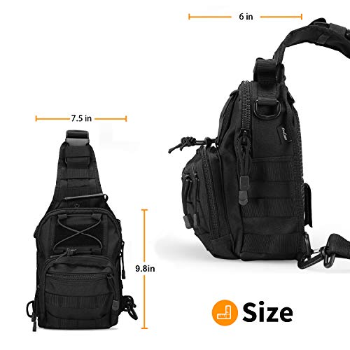 ProCase Bandolera Táctica Hombre, Bolsa Militar de Deporte al Aire Libre, Mochila Cruzada Hombro Multifuncional para Cazar, Acampada y Senderismo -Negro