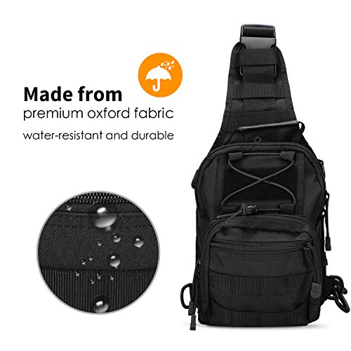 ProCase Bandolera Táctica Hombre, Bolsa Militar de Deporte al Aire Libre, Mochila Cruzada Hombro Multifuncional para Cazar, Acampada y Senderismo -Negro