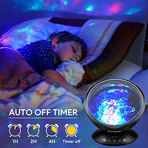 Proyector Ocean Wave, Luz de Noche para Bebé, Lámpara de Proyector LED con Control Remoto, Reproductor de Música que Cambia de 7 Colores, Espectáculo de Luces para Niños Dormitorio, Sala de Estar