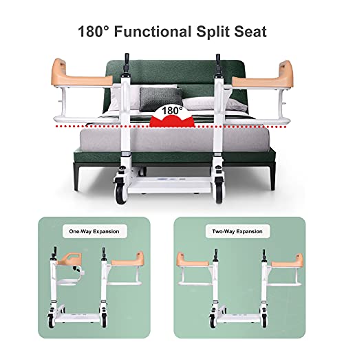 QGUO Grúa Para Enfermos, Ayuda Para Levantarse De Cama 180 ° De Fácil Apertura Y Cierre, Grúa Para Amputados Y Pacientes Con Hemiplejía, Silla De Ducha Con Inodoro Y Ruedas