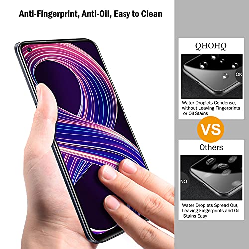 QHOHQ 3 Piezas Protector de Pantalla para Realme 8 5G (No Adecuado Realme 8 Pro) con 2 Piezas Protector de Lente de Cámara,Cristal Templado Membrana,9H Dureza - HD - Anti-Arañazos - Fácil de Instalar