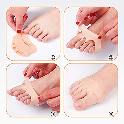 Qixuer 10 Pares Almohadillas de Gel para Antepié,Almohadillas Metatarsianas Separadores de Dedos del Pie Almohadillas de Silicona Metatarsal Pads para Callosidades Ampollas Dolor en el Antepié