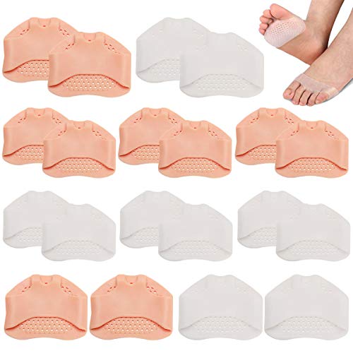 Qixuer 10 Pares Almohadillas de Gel para Antepié,Almohadillas Metatarsianas Separadores de Dedos del Pie Almohadillas de Silicona Metatarsal Pads para Callosidades Ampollas Dolor en el Antepié