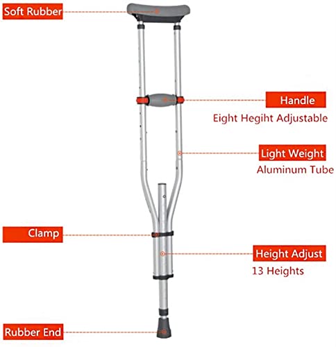 QTFBYT Muletas Ajustables Muletas de Aluminio Plegables para Axilas con cómodo Acolchado y Agarre en Las Axilas Ligero Ideal para Viajes o Trabajo Happy Life