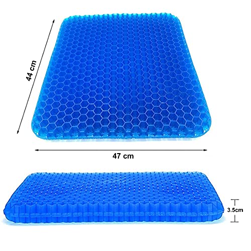 Qucover Cojín de Asiento de Gel, diseño de Panal Transpirable, cómodo Soporte para la Zona Lumbar, Columna Vertebral, Caderas, cojín de Asiento Multiusos con 2 Fundas Antideslizantes