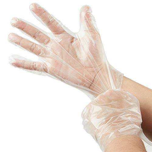 QULT Guantes desechables, 500 unidades, transparentes, polietileno, plástico, para el depósito, para protección de trabajo diésel, de polietileno transparente, talla única