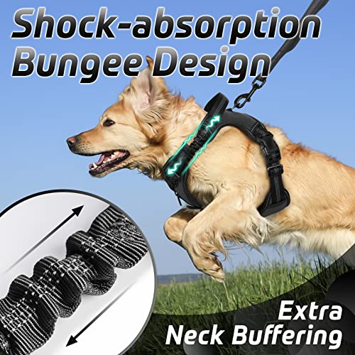 rabbitgoo Arnes Perros Arnés Chaleco Antitirones para Perros Grandes y Medianos con Correas Elásticas para Absorber Golpes Ajustable para Caminar con Asa de Fácil Control Reflectante, Negro XL