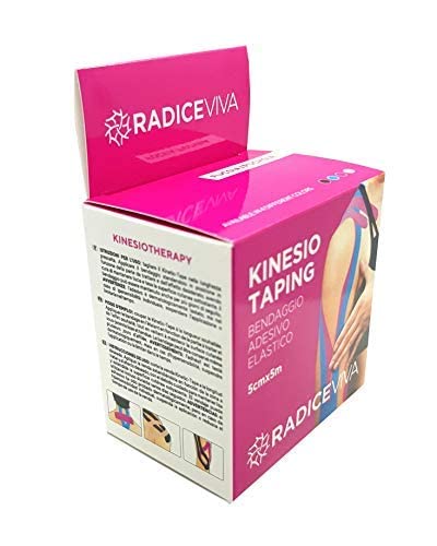 RADICEVIVA Kinesio - Cinta adhesiva elástica muscular para kinesiotherapy, 5 cm x 5 m, con instrucciones de uso (idioma español no garantizado), ideal para atletas y deportes (color fucsia)