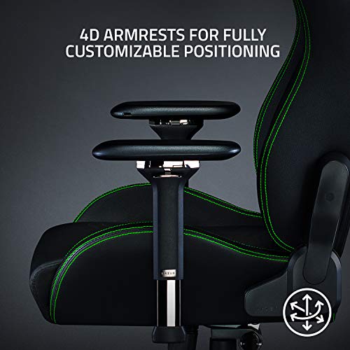 Razer Iskur Silla para juegos con soporte lumbar integrado, silla de escritoriode oficina, cuero sintético multicapa, relleno de espuma, almohadilla para la cabeza, altura ajustable, negro/verde