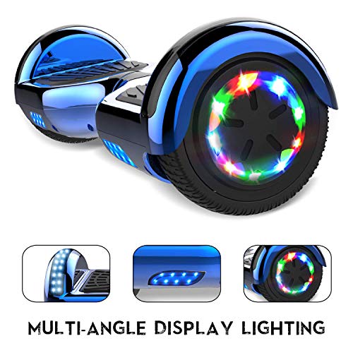 RCB Hoverboard 6.5" Overboard Patinete Eléctrico con LED Luces/Bluetooth Regalo para Adultos y Niños Monopatín Eléctrico Scooter