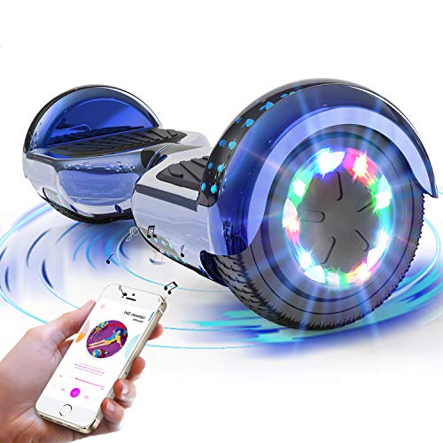 RCB Hoverboard 6.5" Overboard Patinete Eléctrico con LED Luces/Bluetooth Regalo para Adultos y Niños Monopatín Eléctrico Scooter